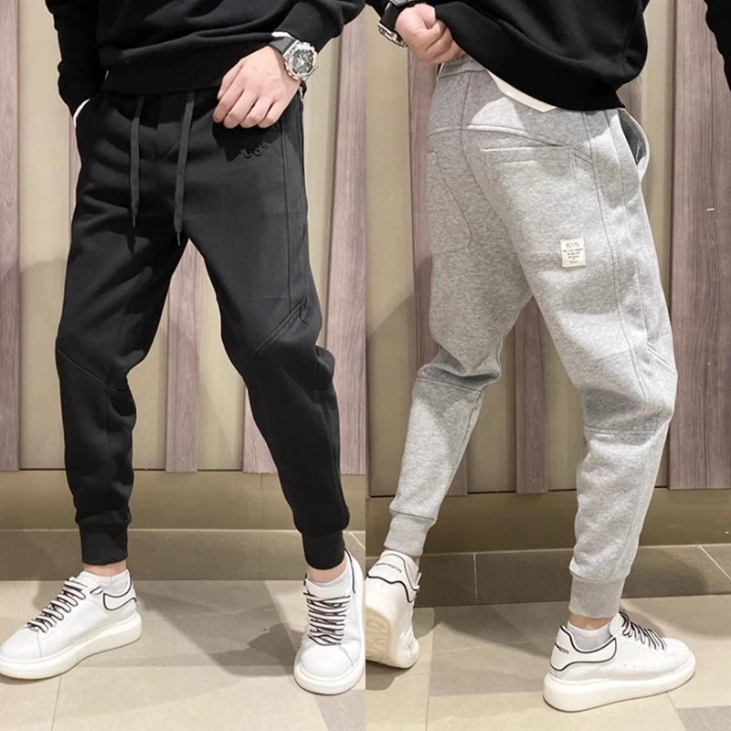 春秋新款男士休闲运动小脚裤网红同款潮牌灰色百搭束脚裤修身卫裤