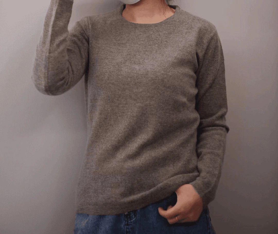 安安家小山羊绒女款圆领