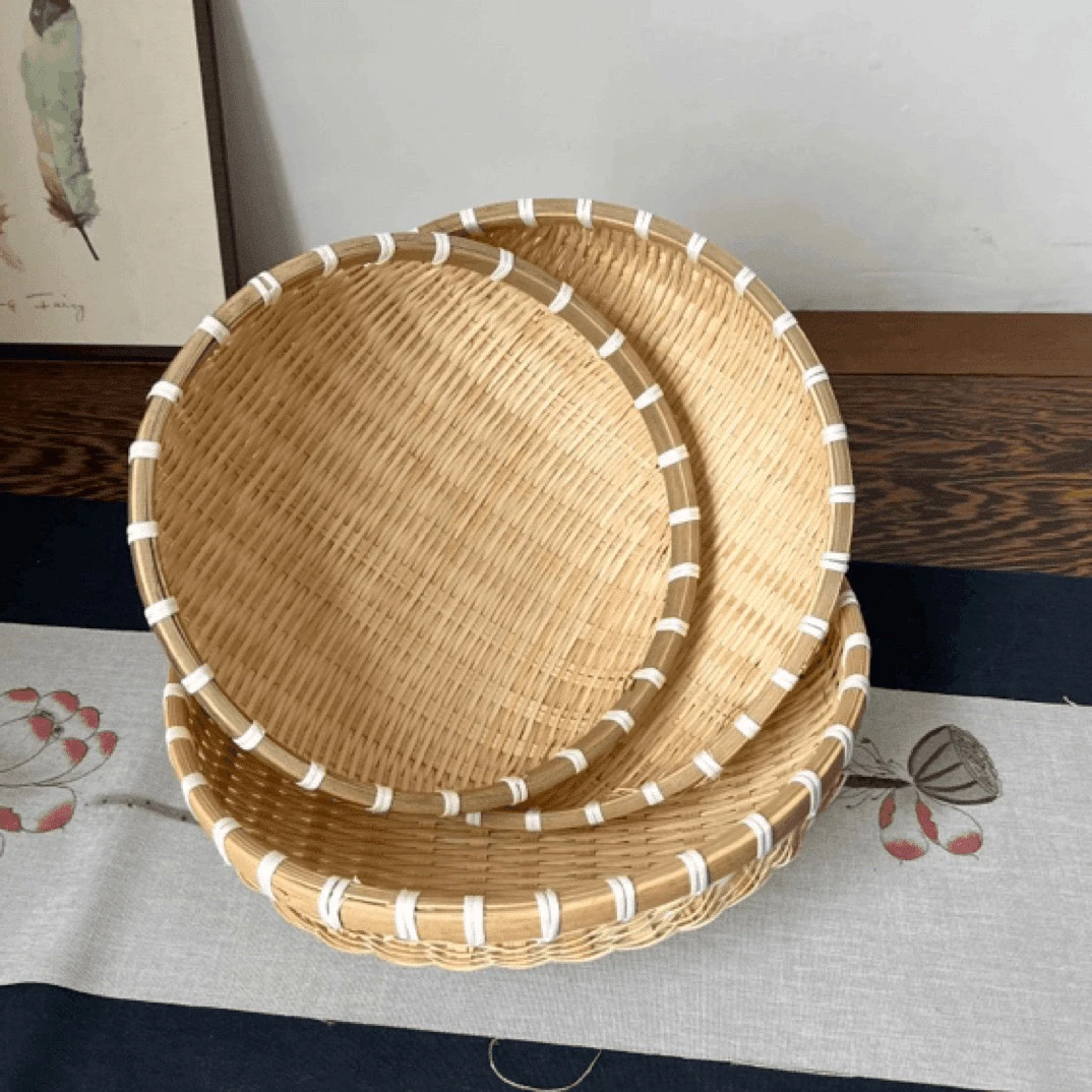 竹编馒头筐 发三个 25/28/30厘米天然环保