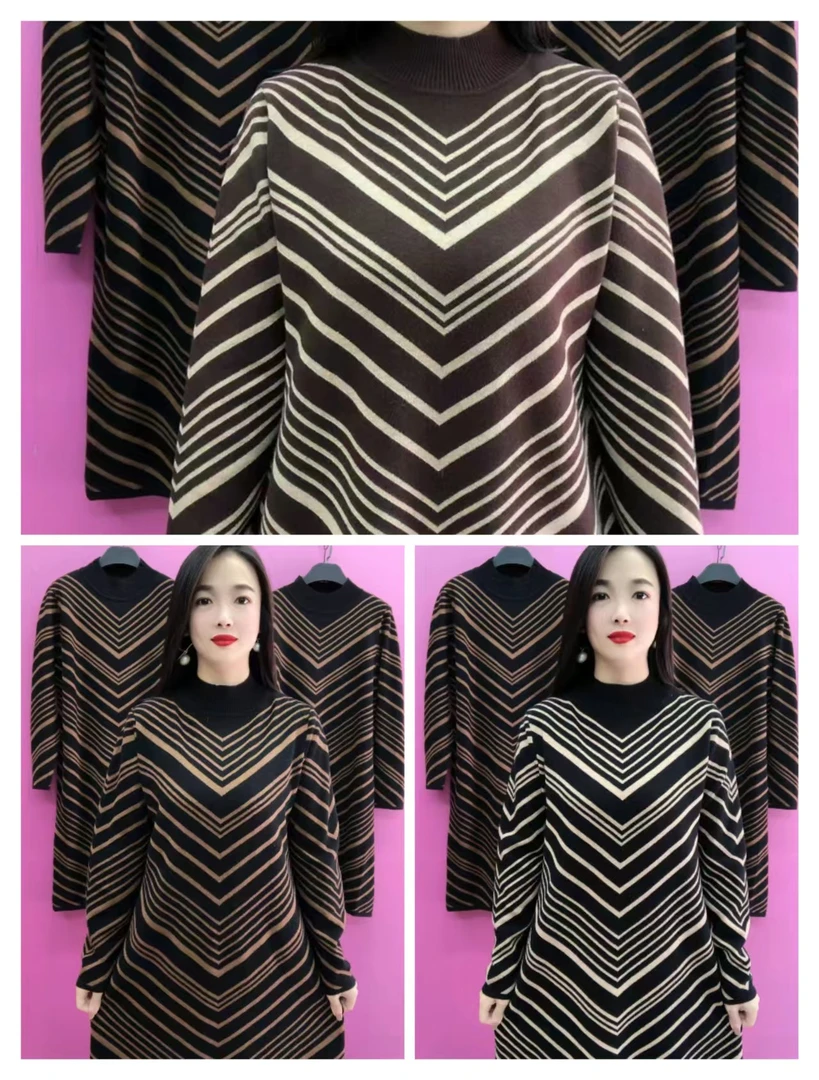 K125-01款条纹长版裙