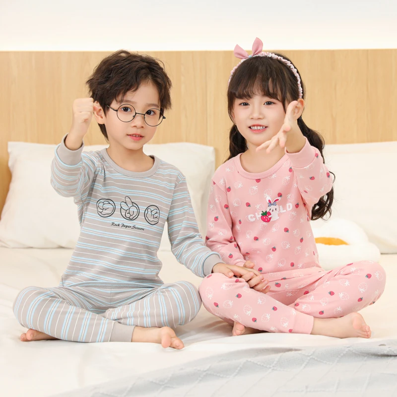 儿童纯棉内衣套装男童女童秋衣秋裤宝宝打底男孩春秋冬长袖棉毛裤