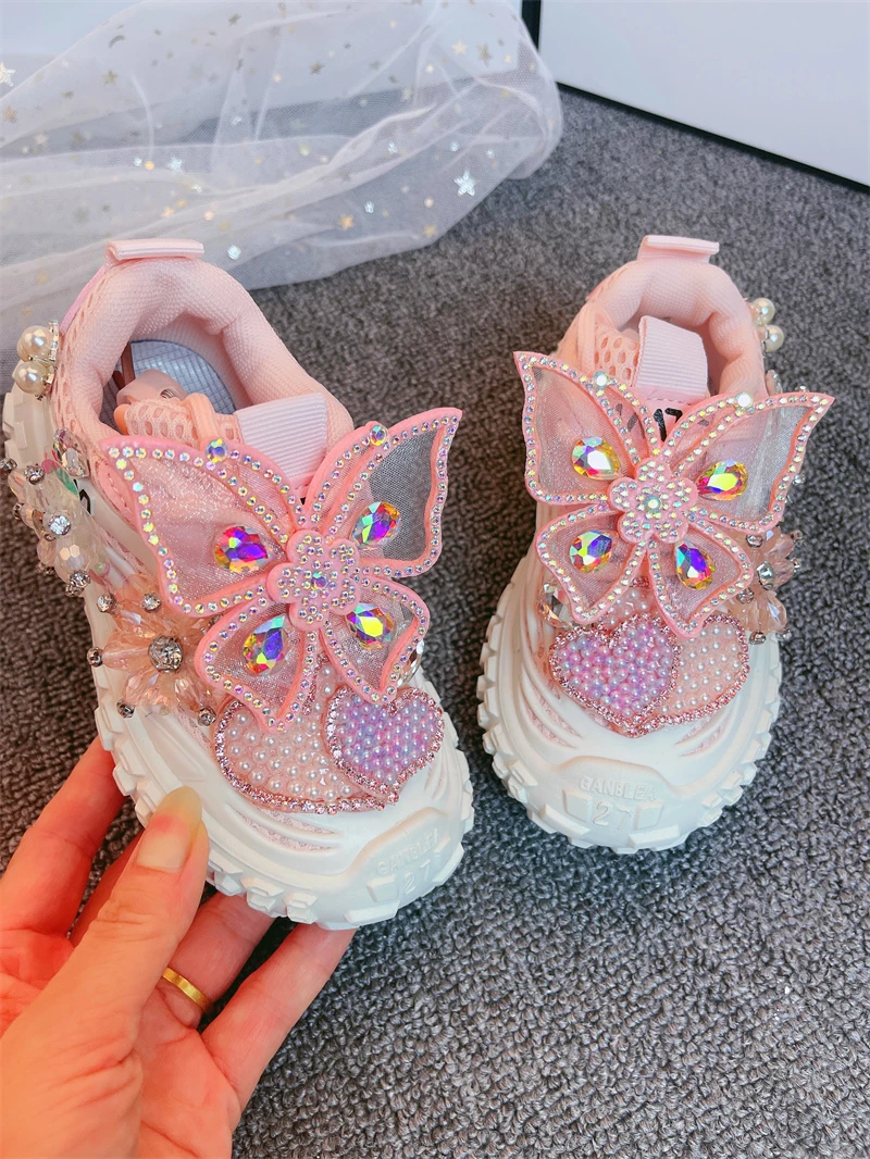 女童鞋女宝春季新款透气跑步公主中大童防滑儿童运动休闲鞋老爹鞋