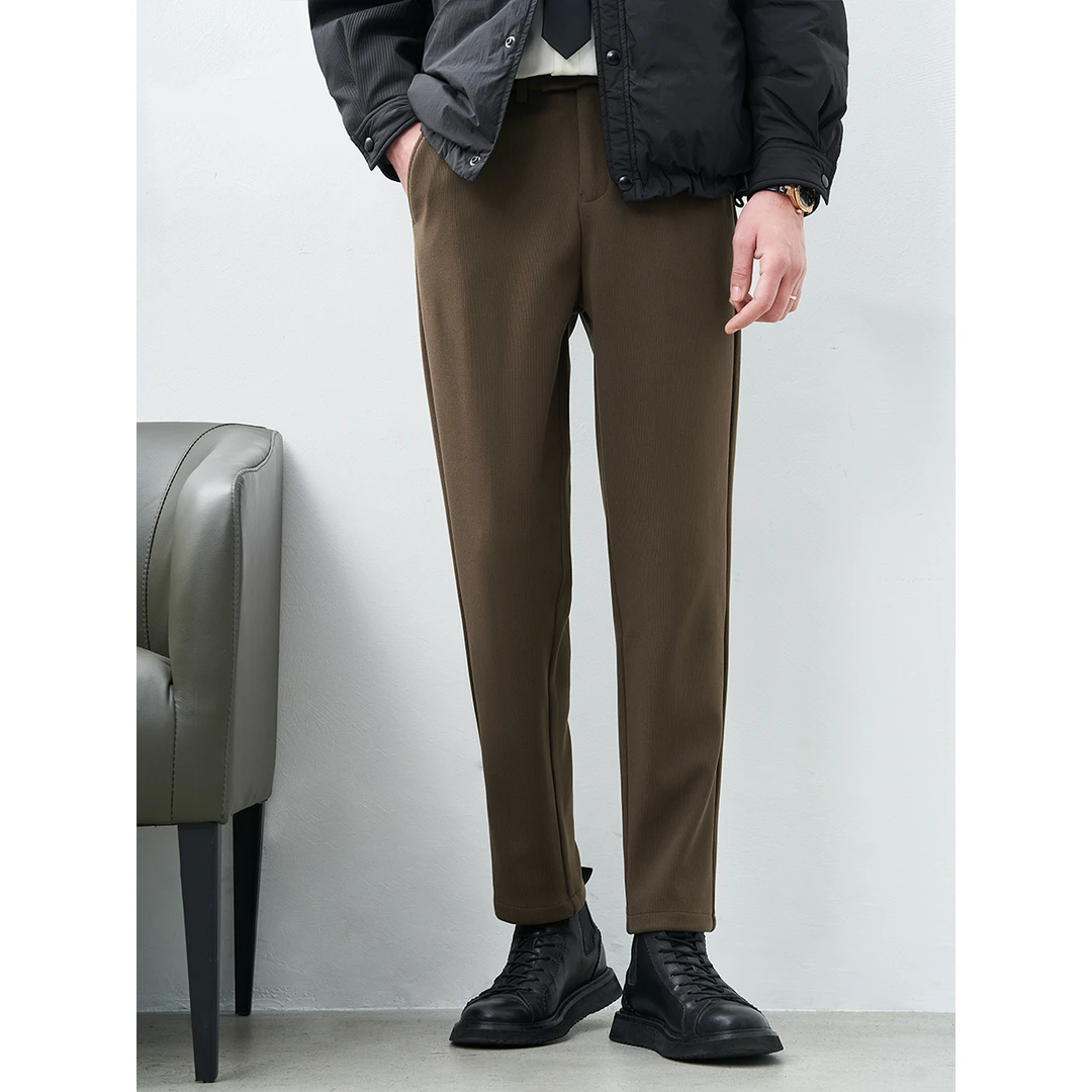 男士休闲裤男秋冬装锥形商务松紧腰宽松直筒韩版通勤男裤9898毛呢