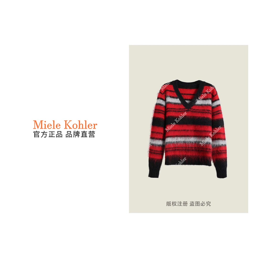 冬季新款时尚高级感气质条纹针织女毛衣MKKQ31162【澳门小源同款】