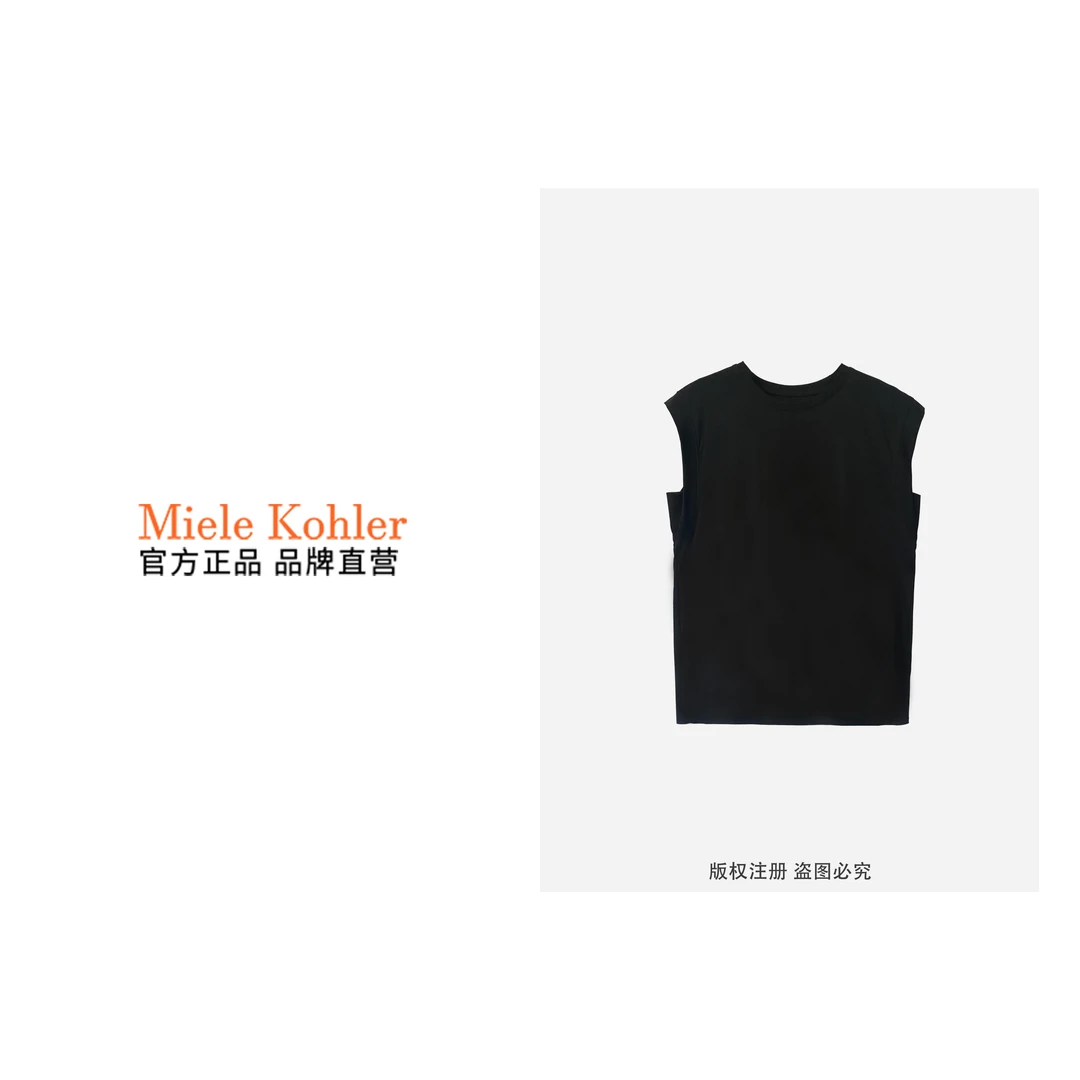 MieleKohler时尚休闲无袖T恤女简约百搭黑色背心MKOMB5055