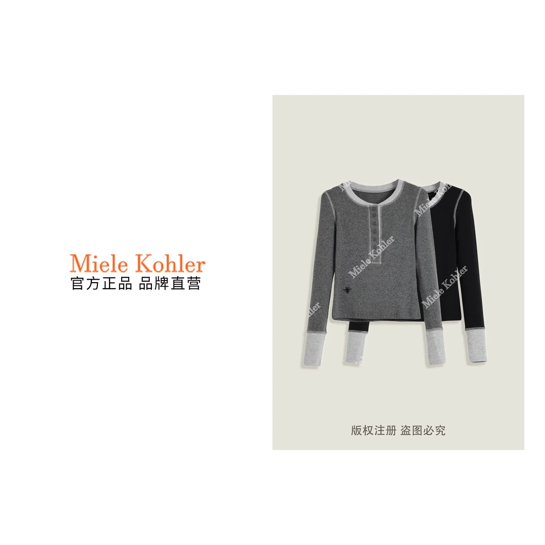 春季新款高级感轻奢小蜜蜂时尚长袖T恤MKKQ31331-1【澳门小源同款】