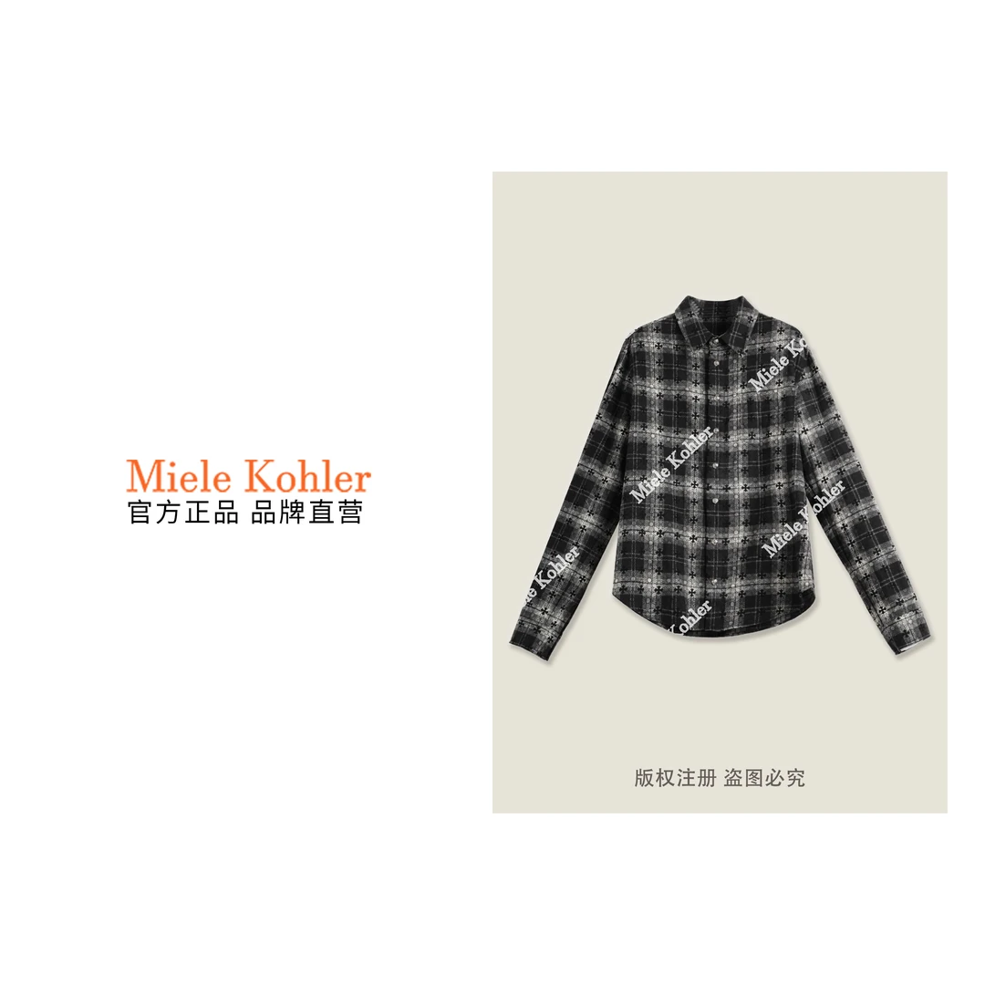 春季新款格子设计翻领气质百搭女款衬衫MKKQ62954【澳门小源同款】