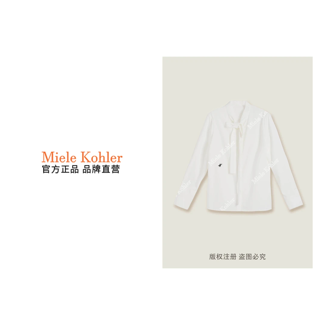 秋冬新款简约休闲风丝巾领设计长袖衬衫MKKQ88451