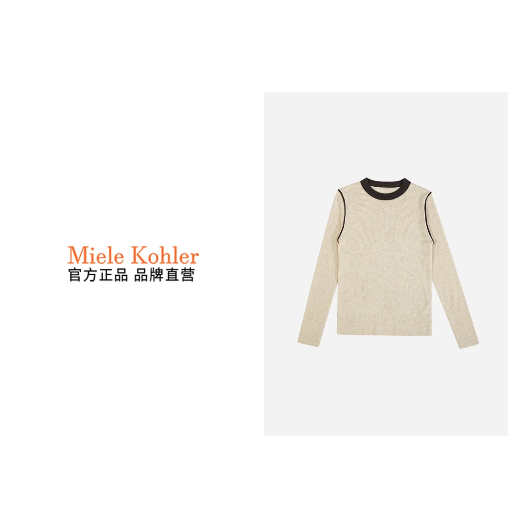 MieleKohler时尚百搭绵羊毛打底衫女士圆领长袖针织衫 MKOJN23505