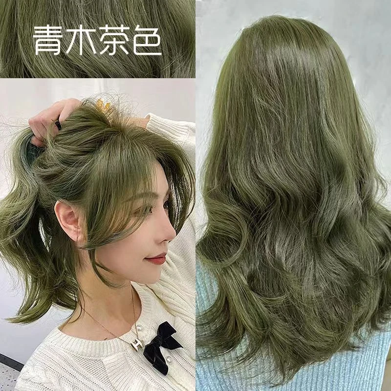 青木棕灰色染发剂膏免漂2024流行发色显白亚麻色闷青色植物染头发