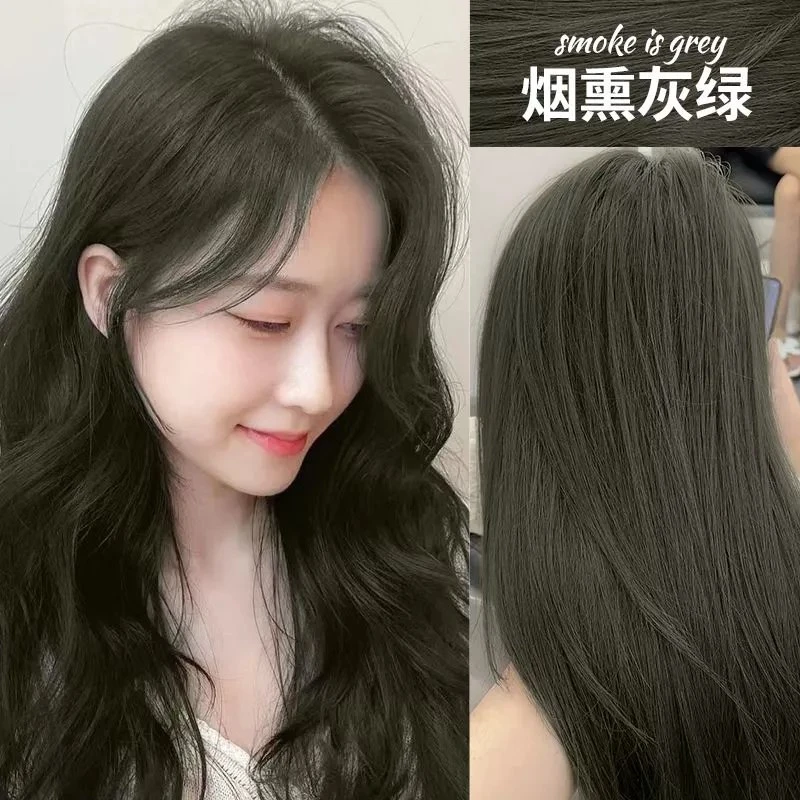 烟熏灰绿色染发膏2025流行色爆款植物显白染发剂自己在家染发学生