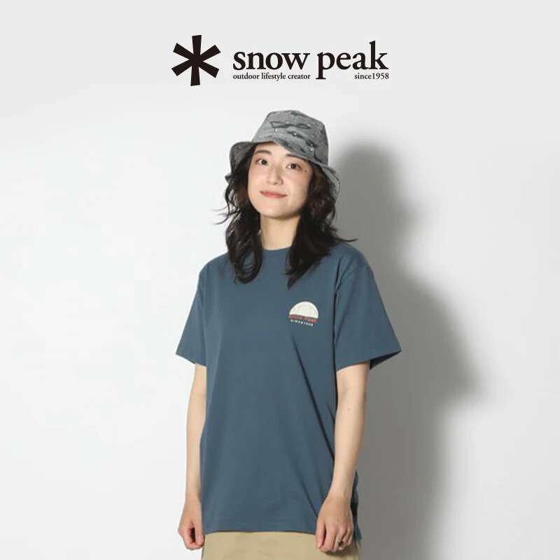 SnowPeak雪峰春夏户外休闲印花T恤男女款棉短袖透气速干宽松上衣