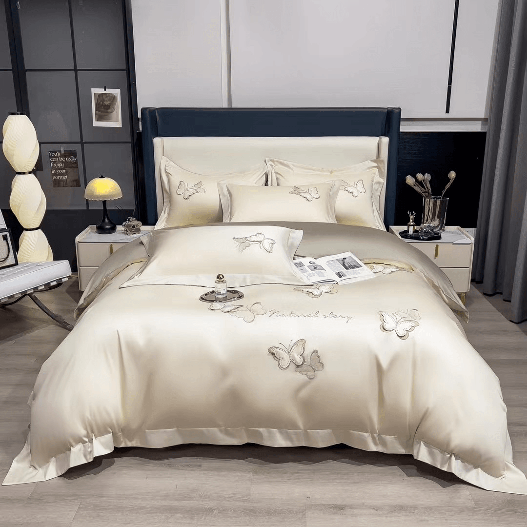 2024新款高档180支50双股高货长绒棉纯棉全棉蝴蝶款四件套