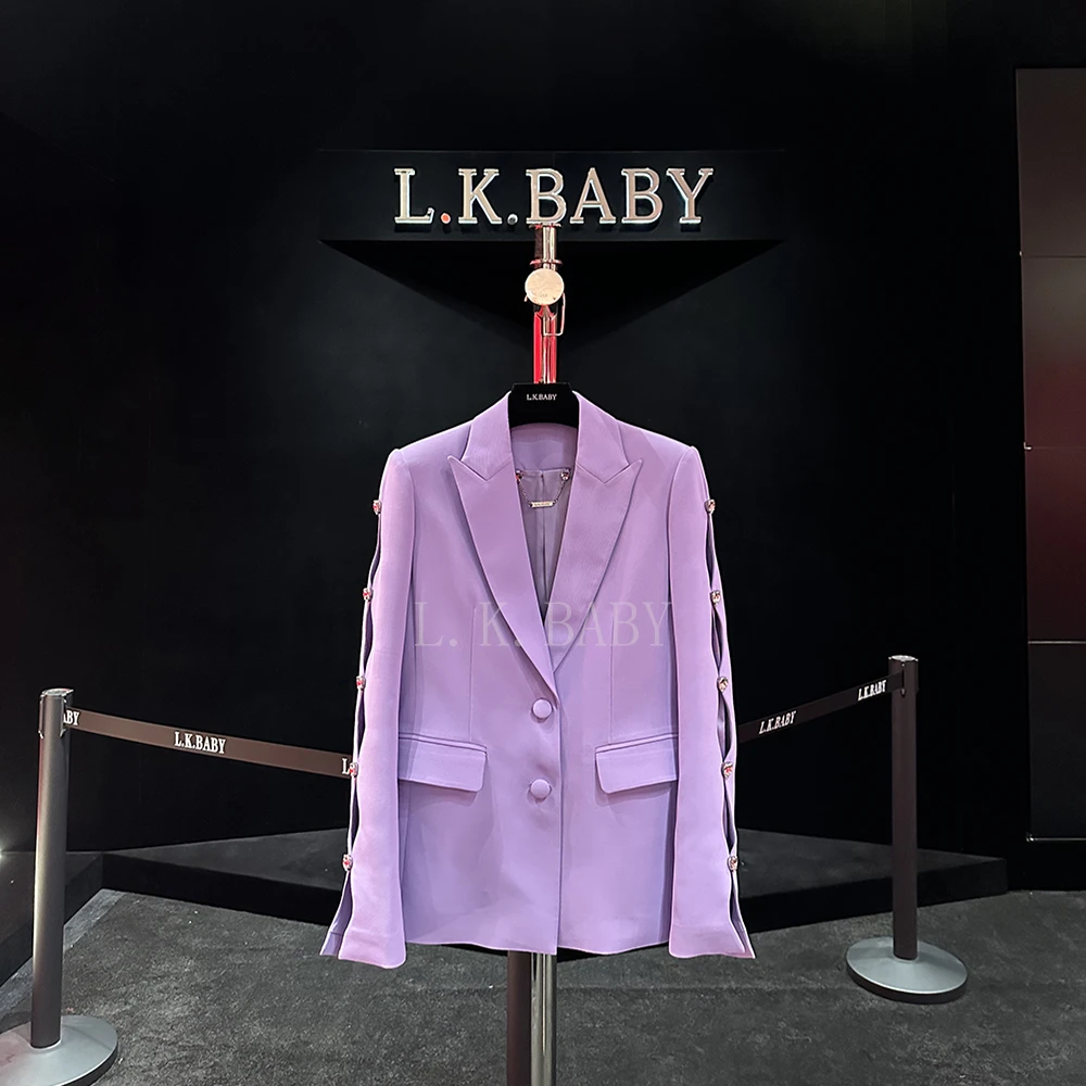 【L.K.BABY】梦幻紫丁香A 高定飒美设计感镂空爱心水钻西服外套