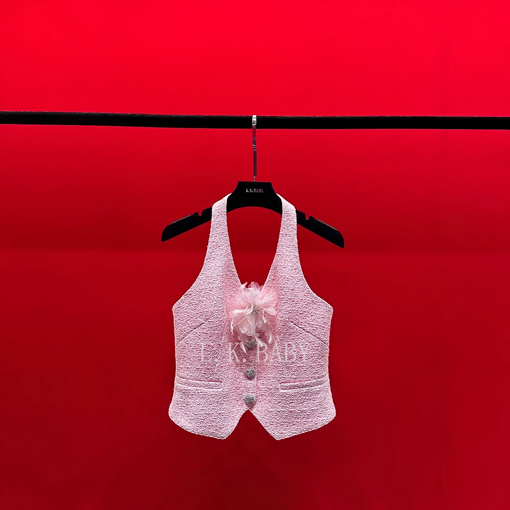 【L.K.BABY】香香公主 时尚爱心水钻粉嫩娇俏挂脖马甲