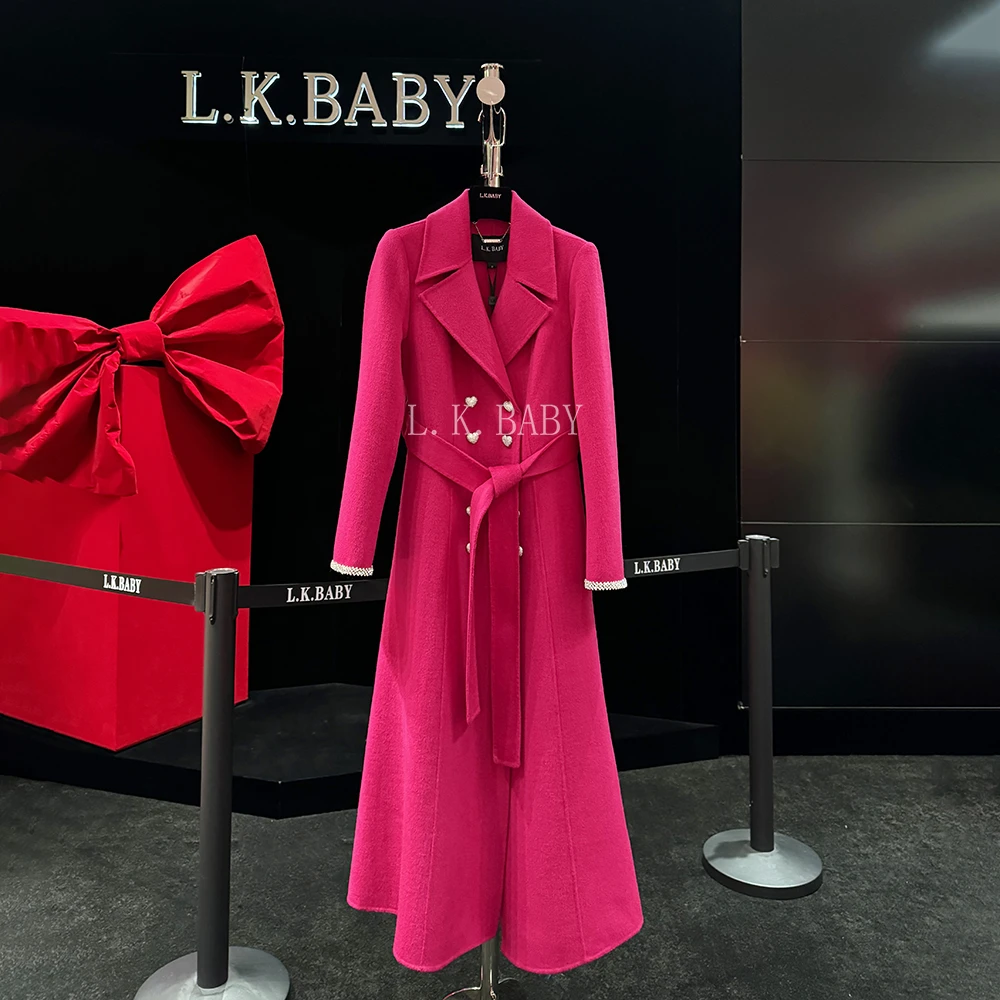 【L.K.BABY】气质轻奢镶钻时尚名媛双面毛呢大衣外套
