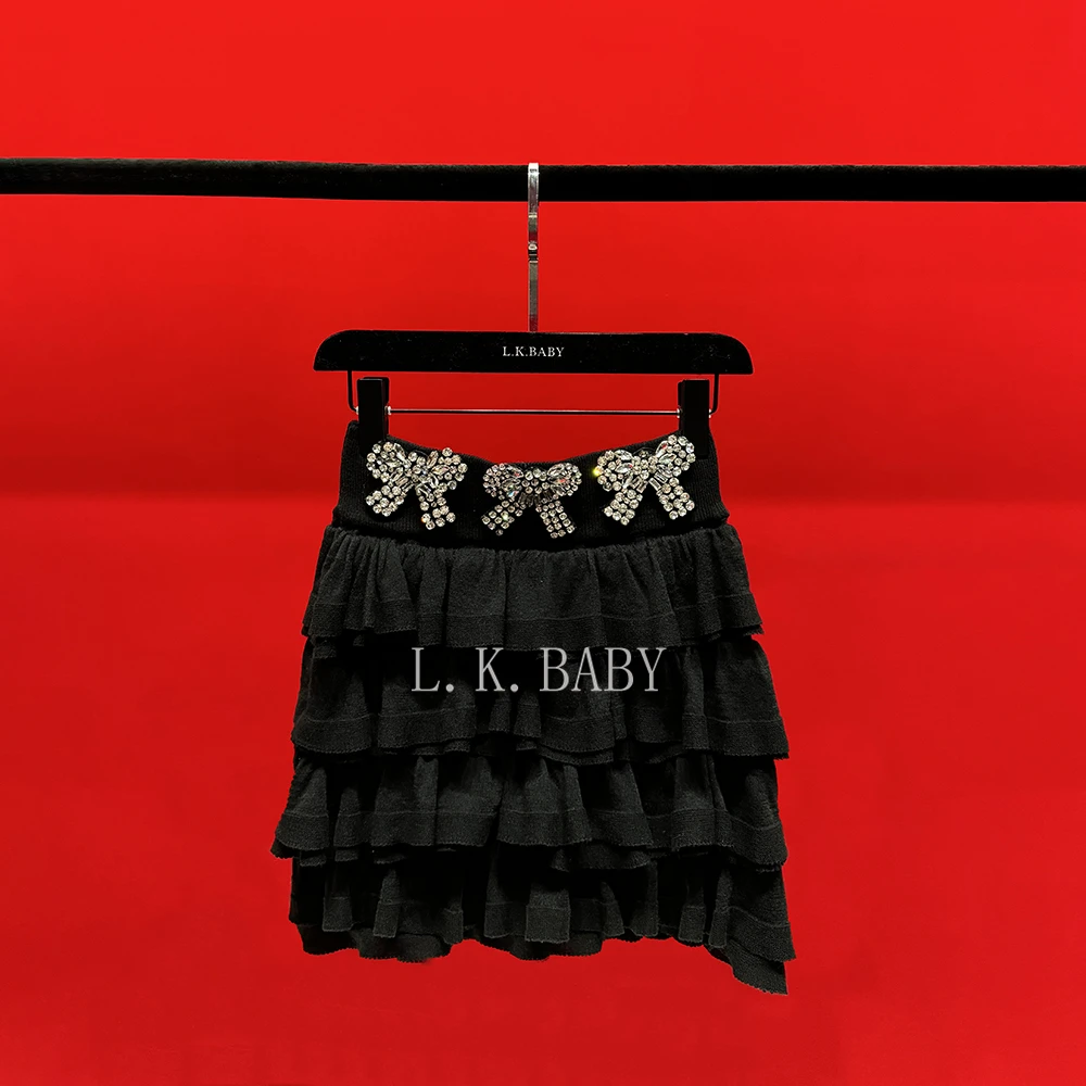 【L.K.BABY】黑暗萝莉 时髦法式纯欲芭蕾蝴蝶褶皱波浪边半裙LK家