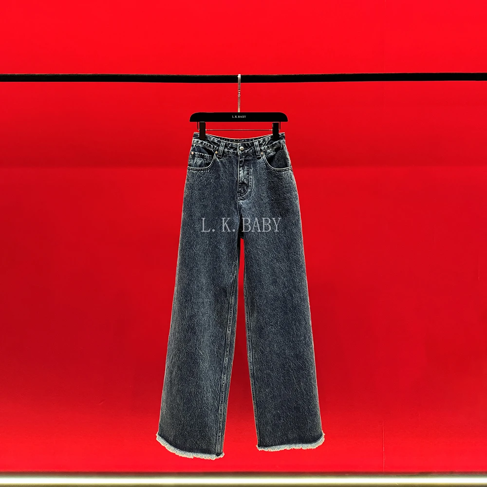 【L.K.BABY】千禧辣妹M 时尚潮流复古水洗垂感阔腿牛仔裤