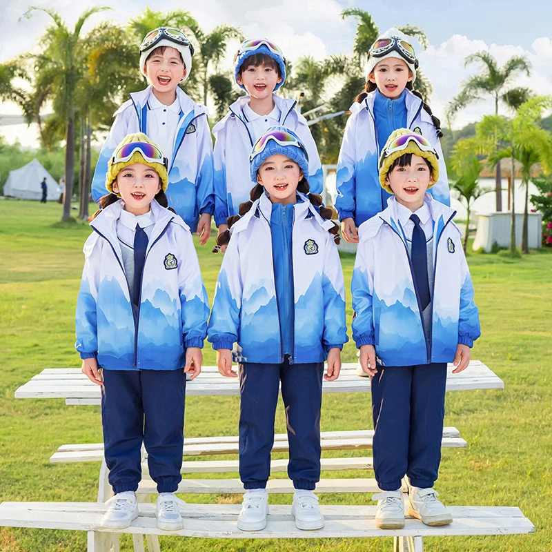 儿童校服运动套装幼儿园园服春秋冬装初中小学生班服学院风冲锋衣