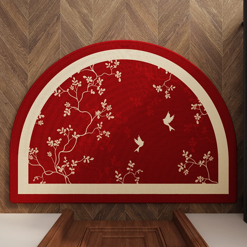 红色喜庆新年半圆入户门地垫刮沙除尘脚垫玄关家用地毯进门门垫