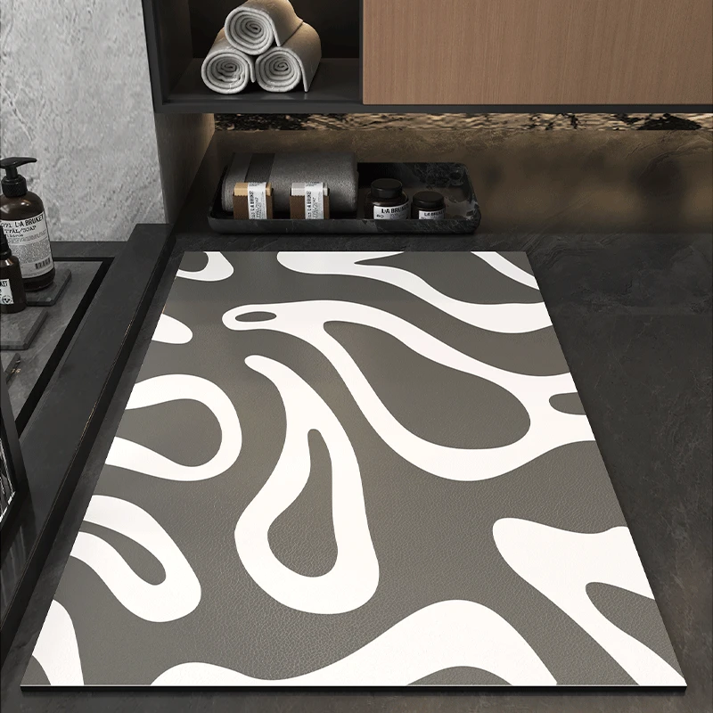 现代轻奢高级感浴室地垫硅藻泥强吸水卫生间厕所门口防滑脚垫免洗