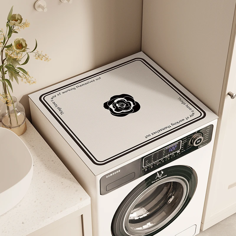 中古风滚筒式洗衣机垫子免洗防晒罩床头柜微波炉防尘盖布冰箱盖巾