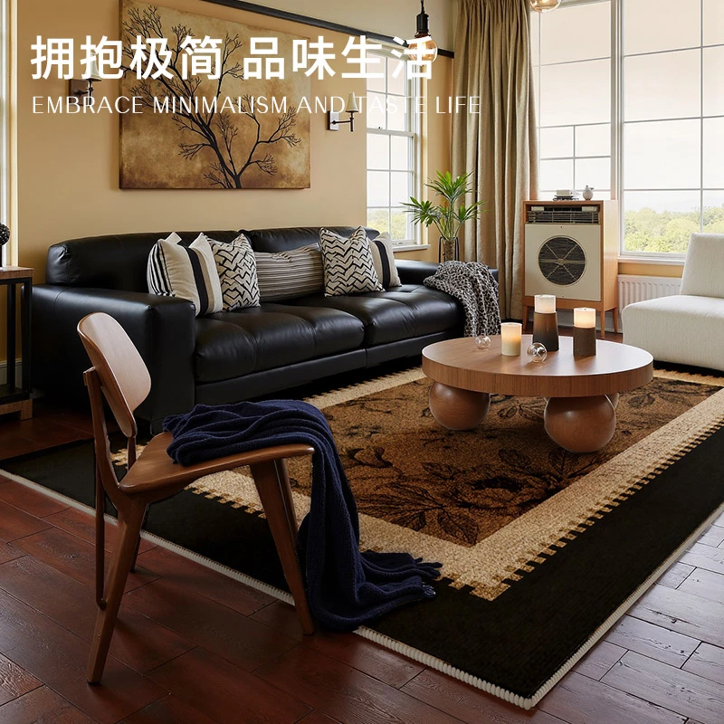 高级中古风客厅地毯2024新款轻奢复古沙发茶几垫耐脏卧室地垫全铺