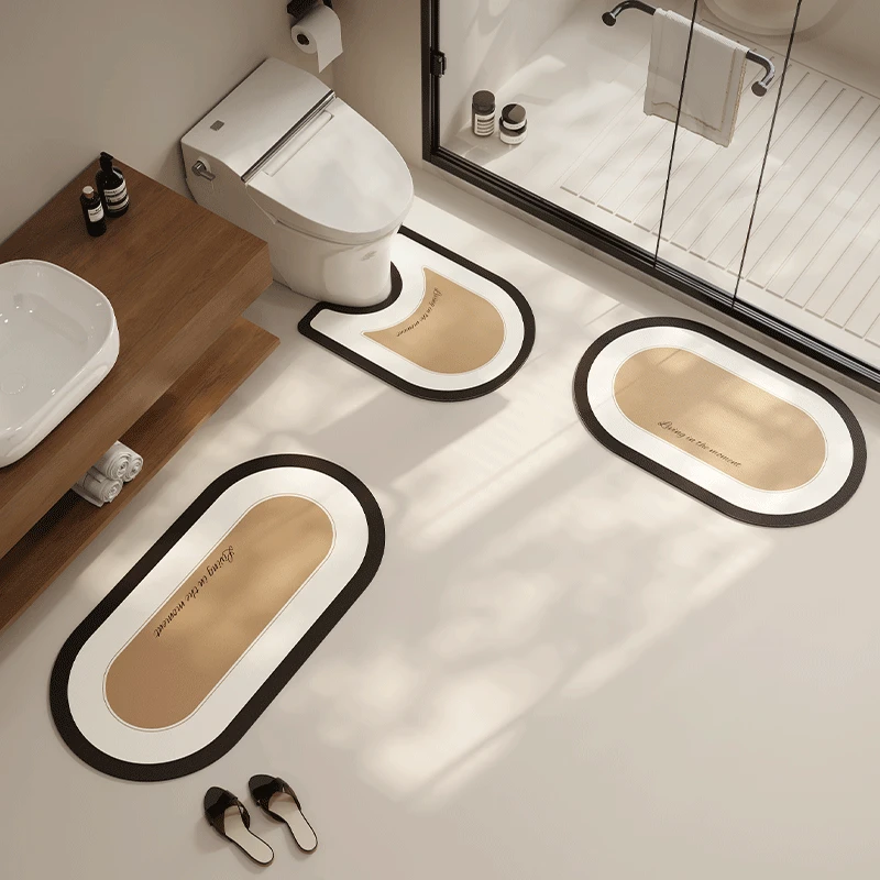 浴室硅藻泥吸水软垫子卫生间厕所马桶地垫家用洗手台防滑脚垫套装