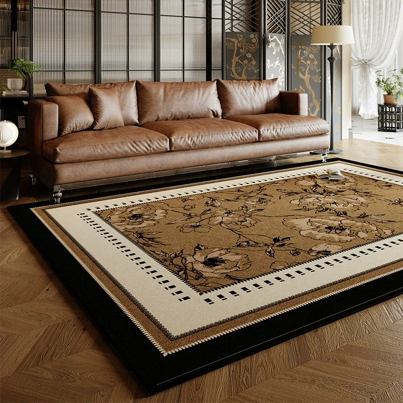 法式中古地毯客厅防水防污复古茶几沙发毯耐脏免洗轻奢高级地垫