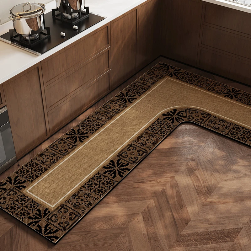 中古风厨房专用地垫硅藻泥防油家用防滑可擦免洗地毯耐脏吸水脚垫