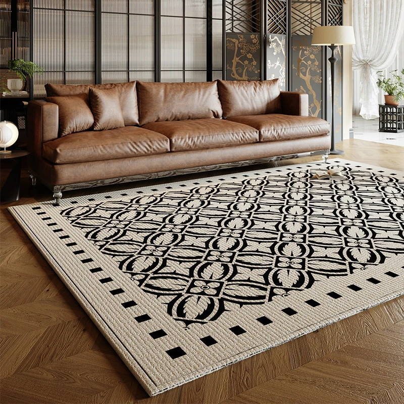 客厅地毯2025新款免洗可擦房间卧室床边毯大面积全铺复古圈绒地垫