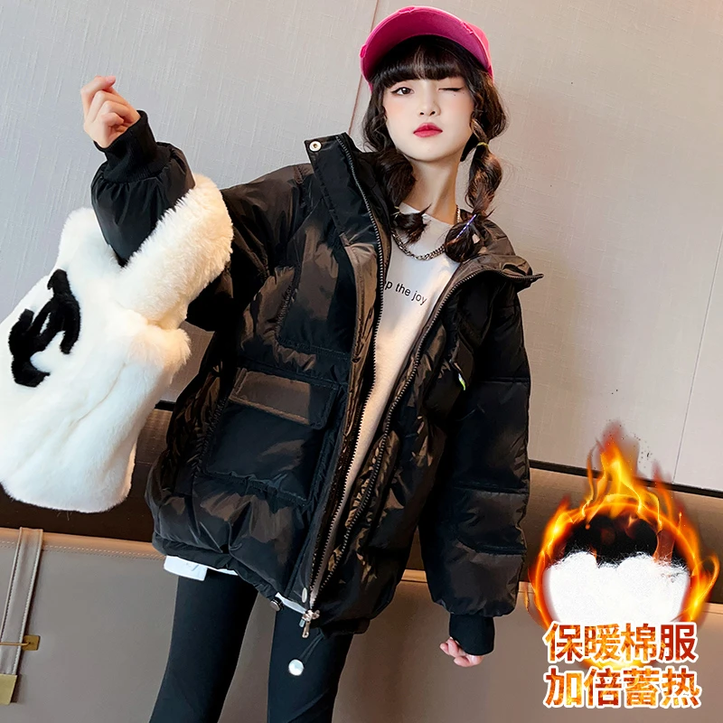 儿童装女童洋气棉袄2024冬季新款秋冬加厚十岁中大童韩版棉服棉衣