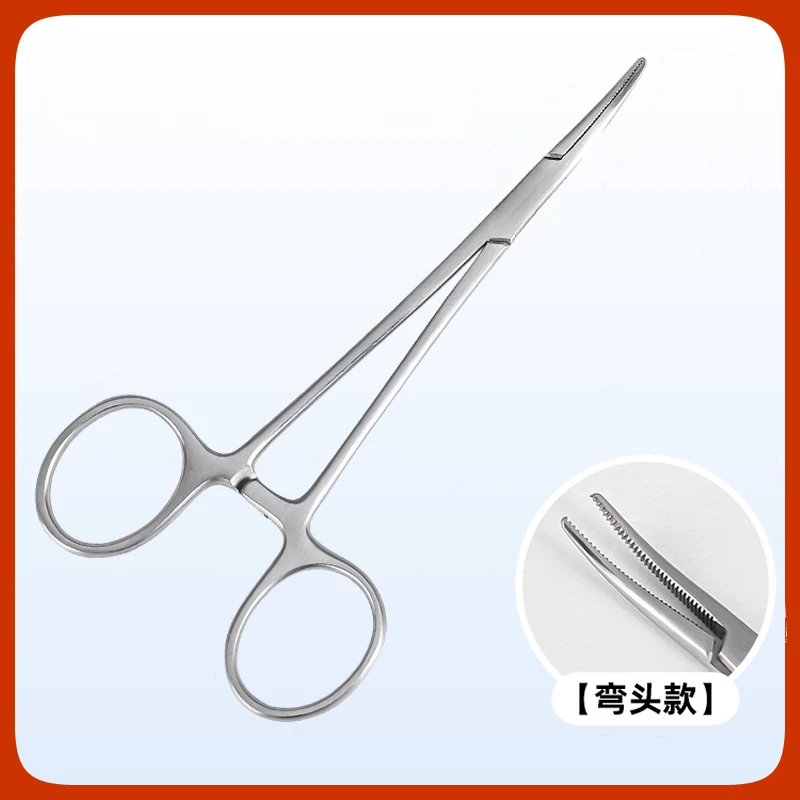 不锈钢弯头夹子宠物钓鱼夹弯头脱钩器拔毛钳科缝合持针器取钩钳