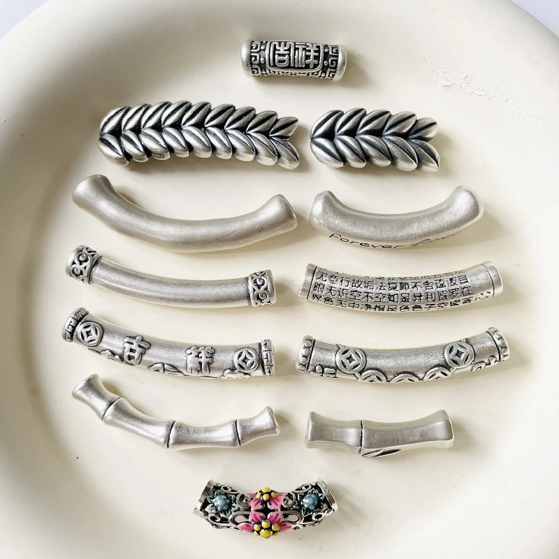 足银银制品 足银999烧蓝古法吉祥福六字真言心经麦穗弯管锦鲤弯管