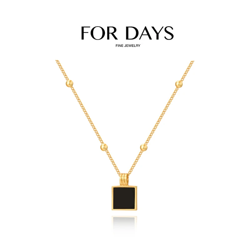 FOR DAYS 铜合金项链  欧美简约叠戴锁骨方形项链