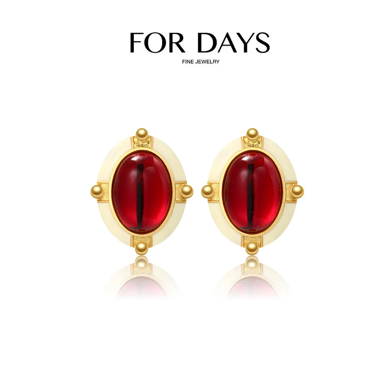 FOR DAYS 铜合金玻璃耳饰 复古时尚彩色玻璃耳环
