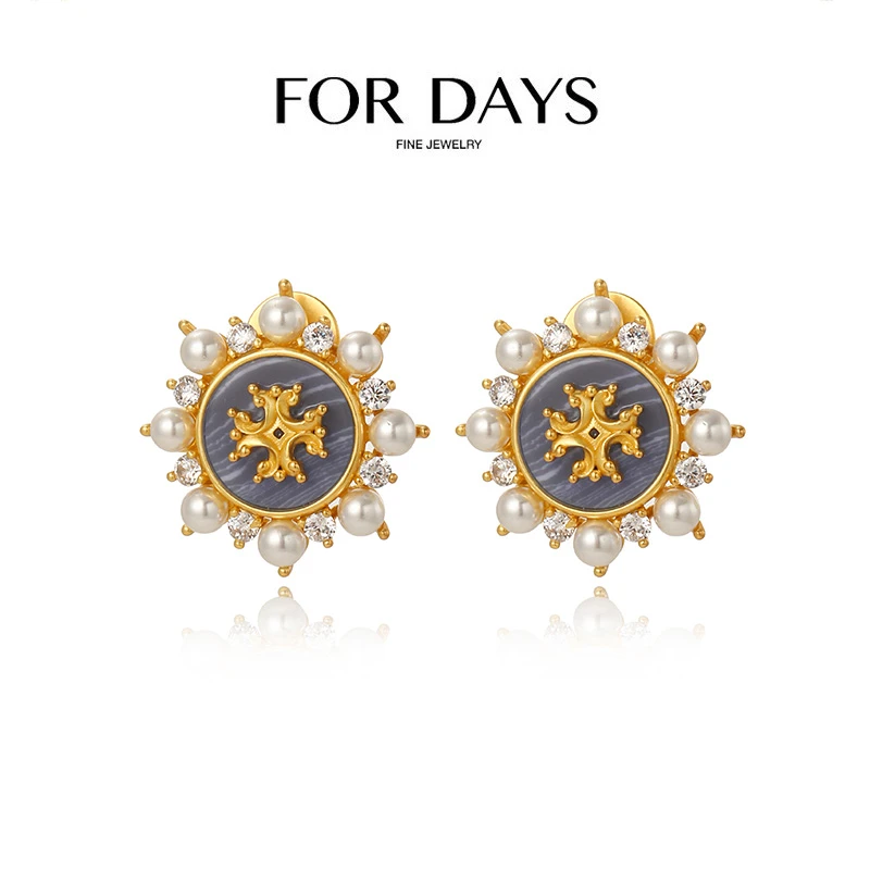 铜合金耳饰 FOR DAYS  Classic 岁月经典线 时尚圆形珠珠耳饰