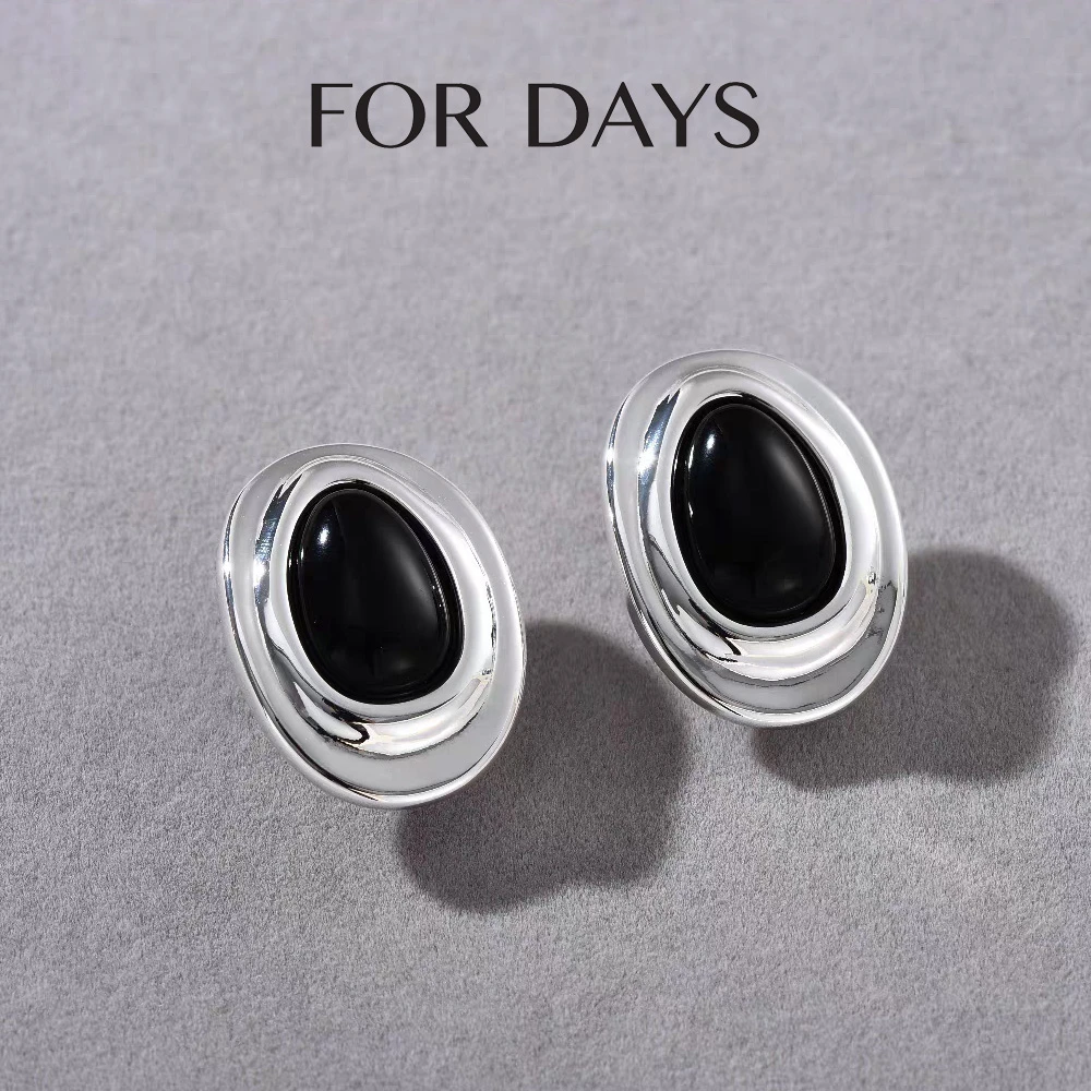 FOR DAYS 铜合金耳饰 时尚不规则曲面椭圆蛋形耳环