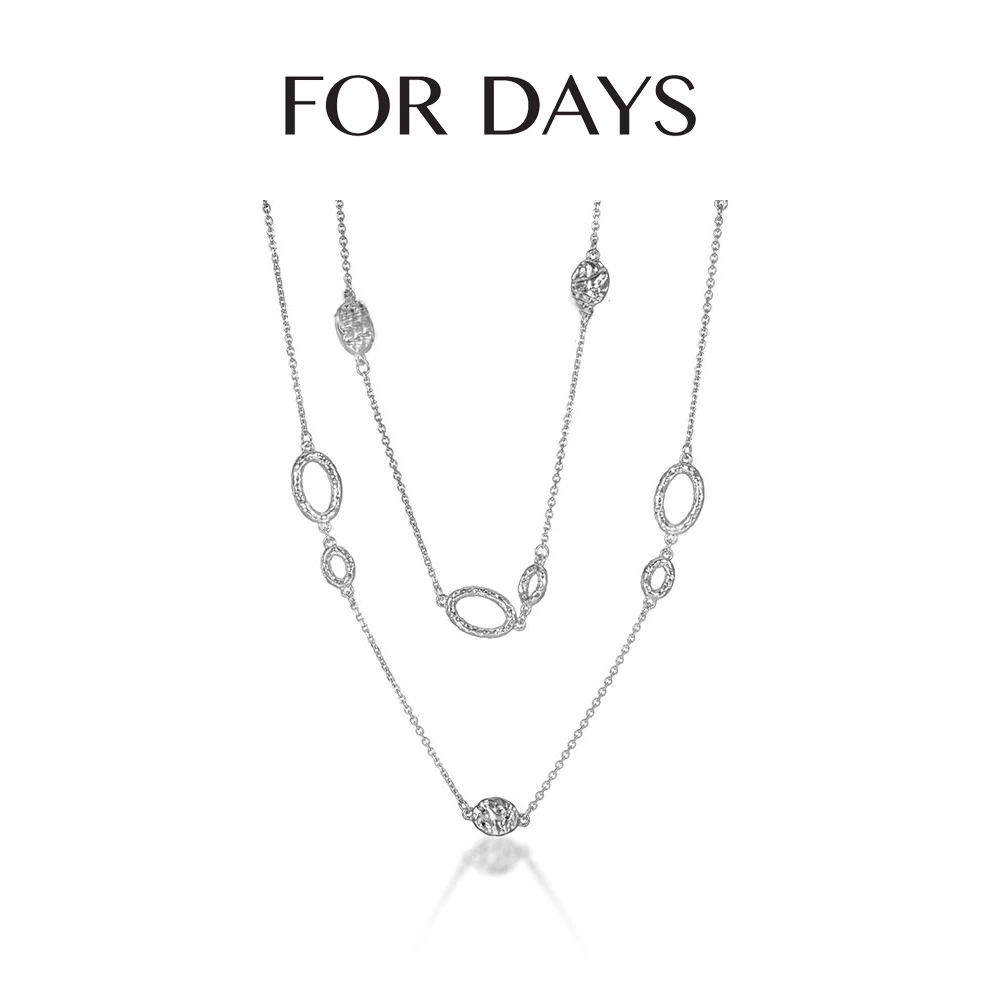 FOR DAYS 铜合金项链 轻奢纹理猪鼻子长款毛衣链