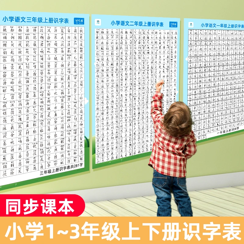 一二年级语文识字表挂图儿童小学生知识点上册下册生字表认字挂图