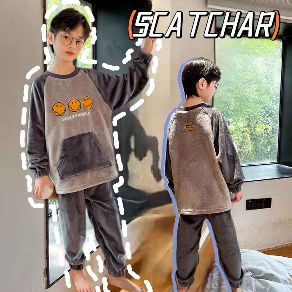 【杨少华服饰2号】男童睡衣2023冬季新款洋气加绒家居服套装22698