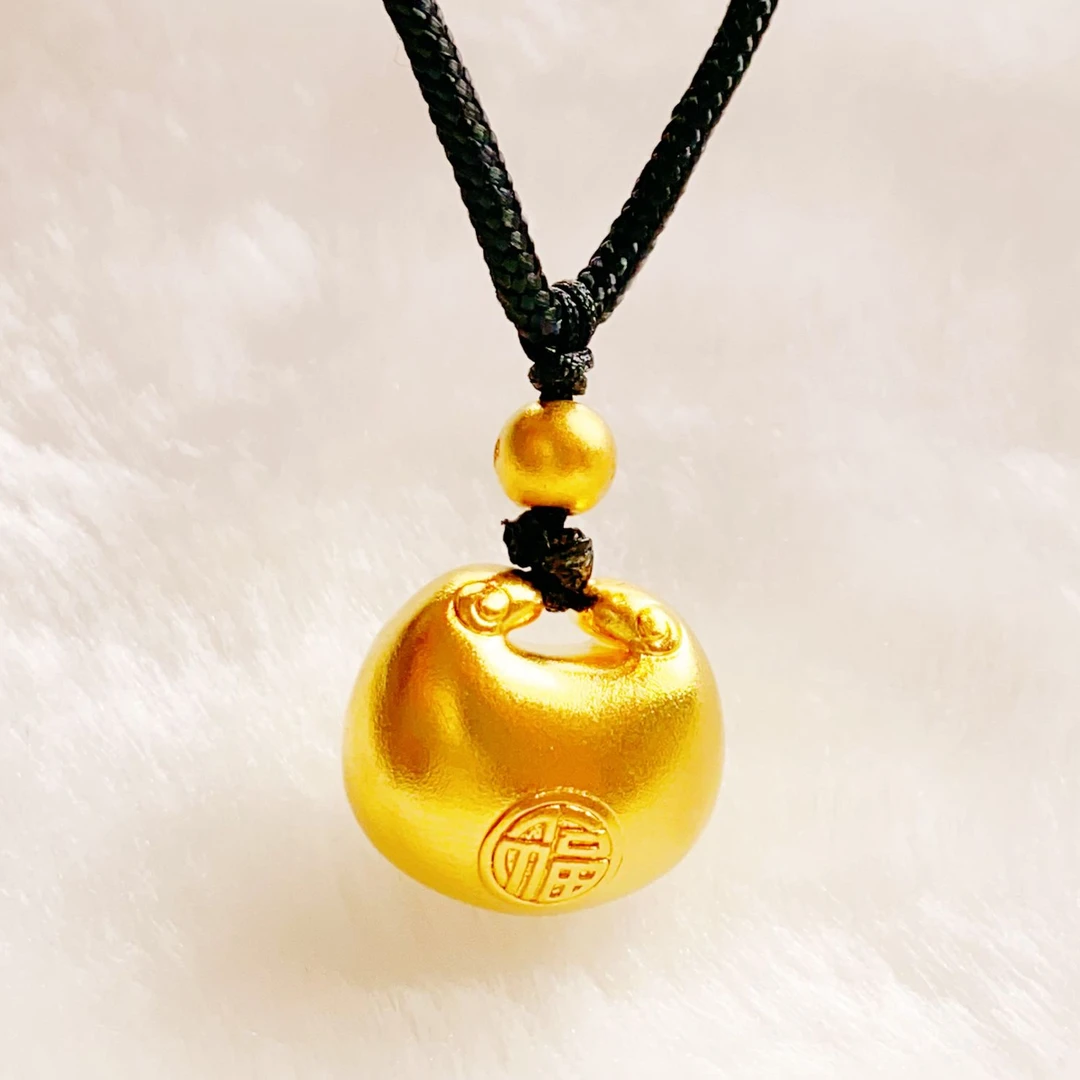 足金999真金纯黄金古法小胖福吊坠