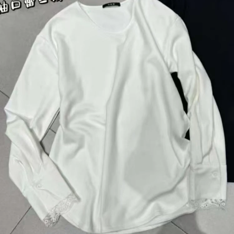 DEZI宝藏衣橱蕾丝拼接加绒舒适净面显瘦女打底T恤LS99266088