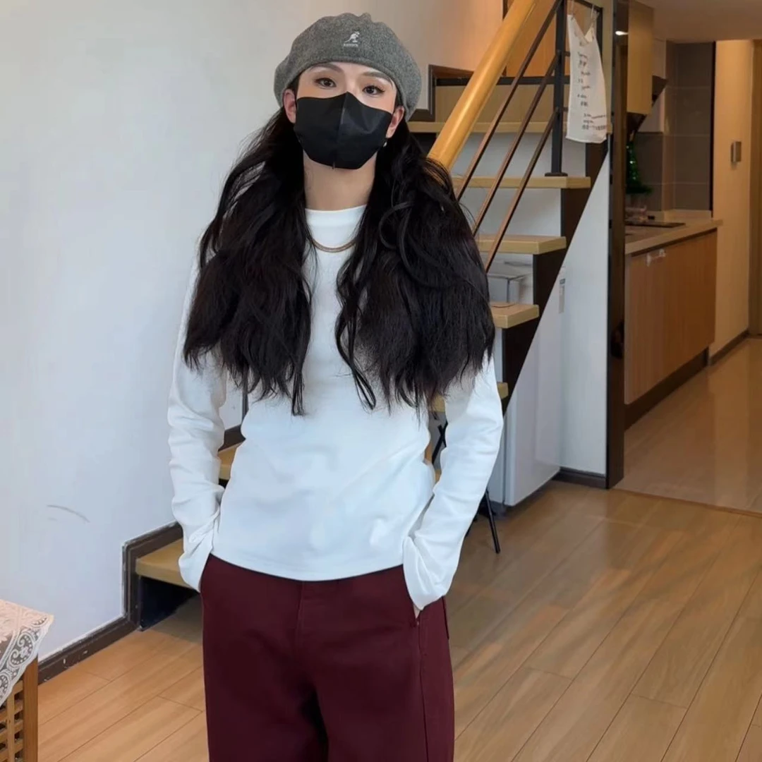 150小个子定制长袖t恤女秋季新款宽松显瘦打底衫内搭宽松上衣女