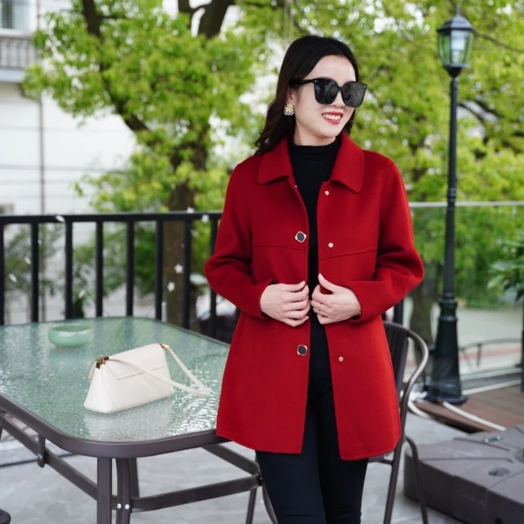 2024冬款双面绵羊毛大衣娃娃领显瘦外套217（梦遥66）