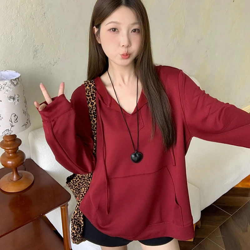 胖mm大码女时尚减龄显瘦休闲连帽百搭卫衣上衣20457