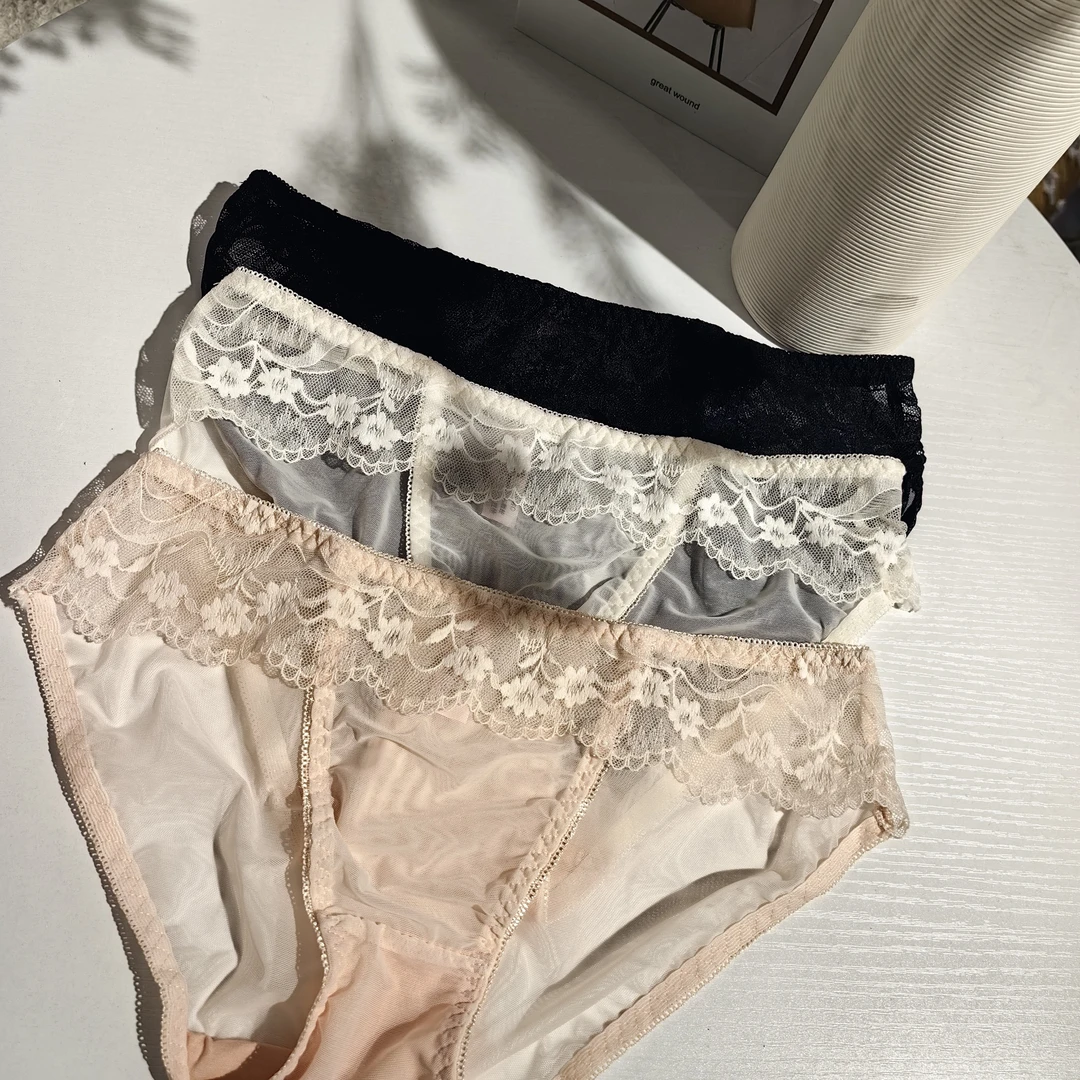 07K3悦然时光甜美法式蕾丝内裤女士低腰性感镂空三角裤