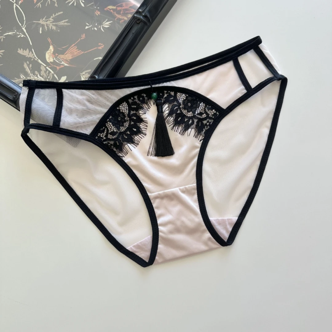 740B3胭施粉黛女士中腰纯欲风性感蕾丝三角内裤