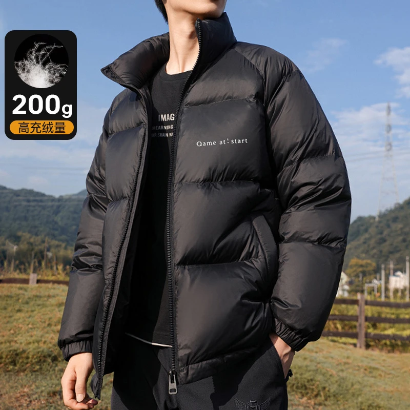 连帽立领羽绒服男7M107通勤风保暖防寒鸭绒外套户外加厚时尚夹克