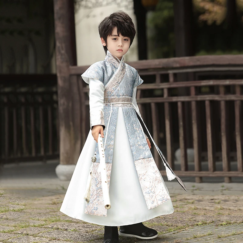 男童汉服秋冬季加厚中国风帅气唐装男孩古风高端演出服幼儿园古装